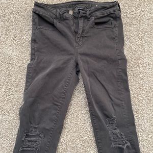 American Eagle Black Distressed Skinny Jeans